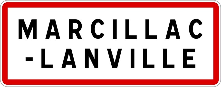 Panneau entr&eacute;e ville agglom&eacute;ration Marcillac-Lanville / Town entrance sign Marcillac-Lanville