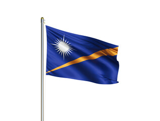 Marshall Islands national flag waving in isolated white background. Marshall Islands flag. 3D illustration