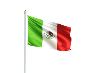 Mexico national flag waving in isolated white background. Mexico flag. 3D illustration