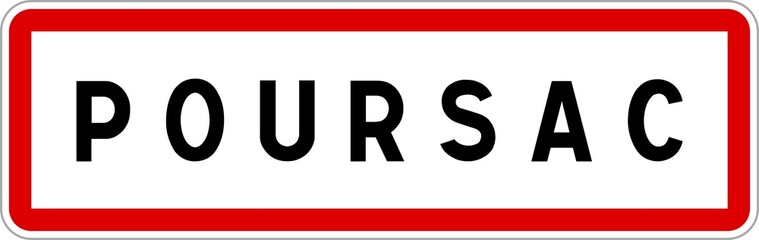 Panneau entrée ville agglomération Poursac / Town entrance sign Poursac