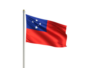Samoa national flag waving in isolated white background. Samoa flag. 3D illustration