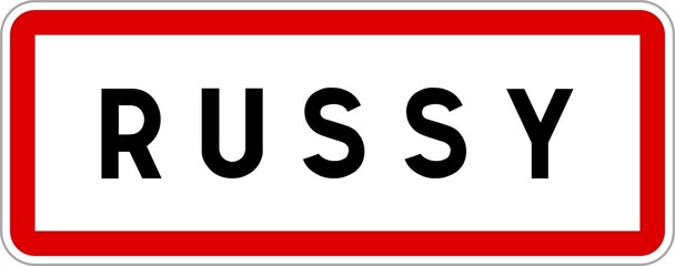 Panneau entrée ville agglomération Russy / Town entrance sign Russy
