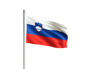 Fototapeta na wymiar Slovenia national flag waving in isolated white background. Slovenia flag. 3D illustration