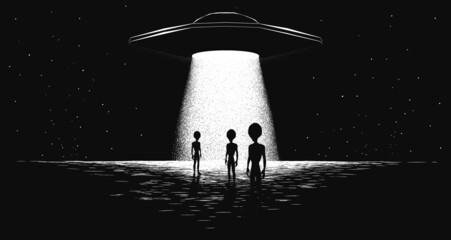 arrival of aliens to planet - obrazy, fototapety, plakaty