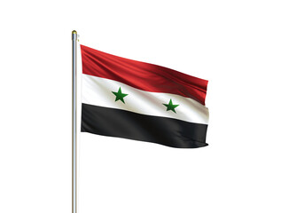 Syria national flag waving in isolated white background. Syria flag. 3D illustration