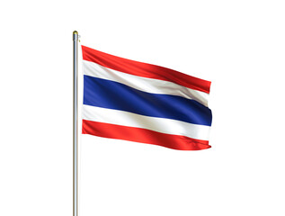 Thailand national flag waving in isolated white background. Thailand flag. 3D illustration