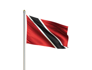 Trinidad and Tobago national flag waving in isolated white background. Trinidad and Tobago flag. 3D illustration