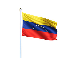 Fototapeta na wymiar Venezuela national flag waving in isolated white background. Venezuela flag. 3D illustration