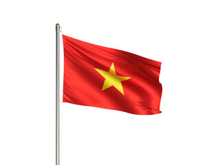 Vietnam national flag waving in isolated white background. Vietnam flag. 3D illustration
