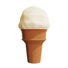 Vanilla Ice Cream Cone. 3d rendering.
