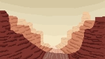 Desert landscape hills pixel art.