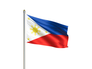 Philippines national flag waving in isolated white background. Philippines flag. 3D illustration