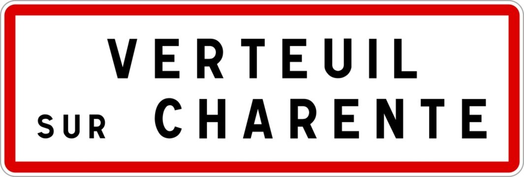 Panneau entr&eacute;e ville agglom&eacute;ration Verteuil-sur-Charente / Town entrance sign Verteuil-sur-Charente