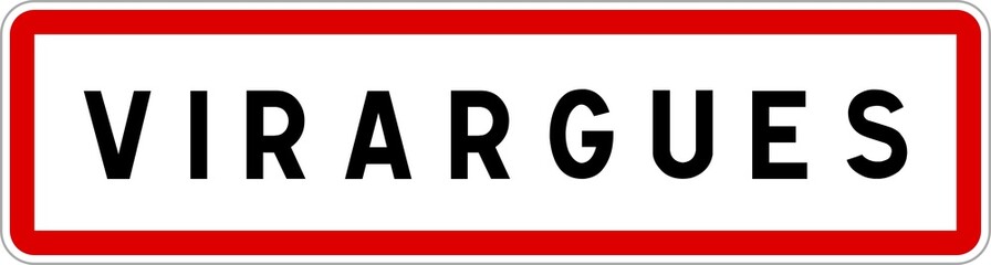 Panneau entrée ville agglomération Virargues / Town entrance sign Virargues