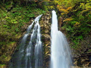 Fototapeta na wymiar Waterfall in the woods - howling waterfall, Busteni Romania