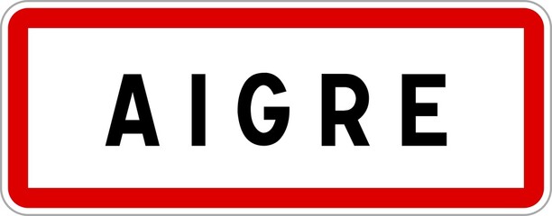 Panneau entrée ville agglomération Aigre / Town entrance sign Aigre