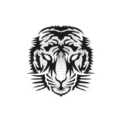 Tiger head with hand drawn style design vector