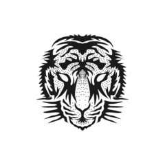 Tiger head with hand drawn style design vector