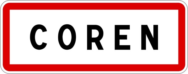 Panneau entrée ville agglomération Coren / Town entrance sign Coren