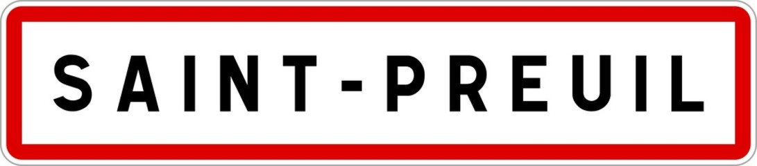Panneau entrée ville agglomération Saint-Preuil / Town entrance sign Saint-Preuil