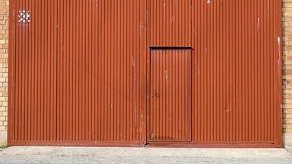 industrial red door as background