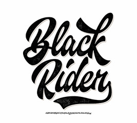 Black Rider. Logo Lettering with Script Font. Vector