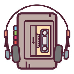 Audio Cassette Player Flat Icon Isolated On White Background - obrazy, fototapety, plakaty