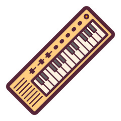 Retro Synthesizer Flat Icon Isolated On White Background