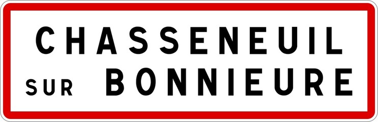 Panneau entrée ville agglomération Chasseneuil-sur-Bonnieure / Town entrance sign Chasseneuil-sur-Bonnieure