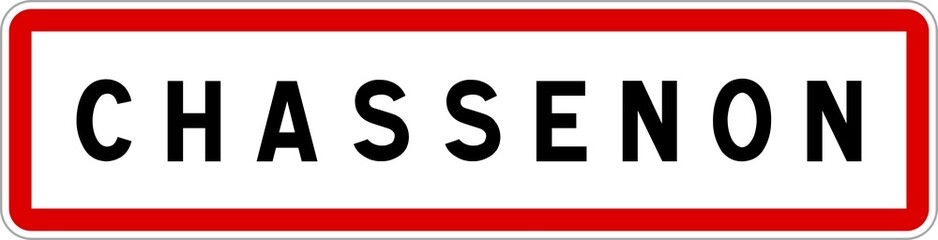 Panneau entrée ville agglomération Chassenon / Town entrance sign Chassenon
