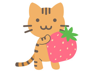 いちごと子猫のイラスト
