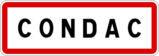 Panneau entrée ville agglomération Condac / Town entrance sign Condac