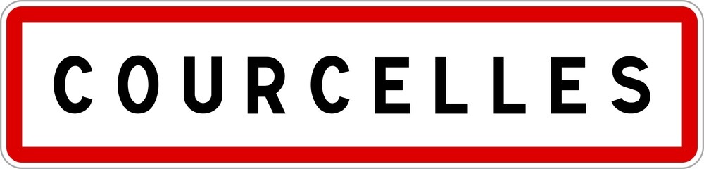 Panneau entrée ville agglomération Courcelles / Town entrance sign Courcelles
