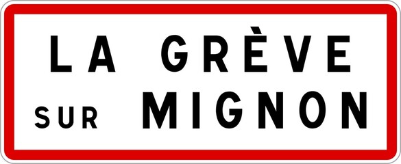 Panneau entrée ville agglomération La Grève-sur-Mignon / Town entrance sign La Grève-sur-Mignon