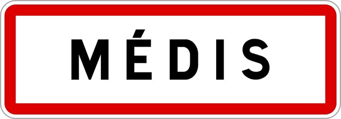 Panneau entrée ville agglomération Médis / Town entrance sign Médis