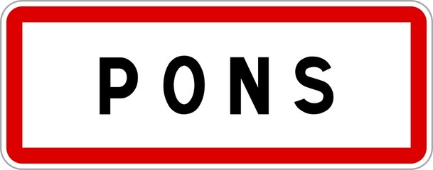 Panneau entrée ville agglomération Pons / Town entrance sign Pons