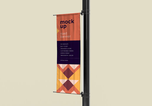 Street Pole Banner Mockup