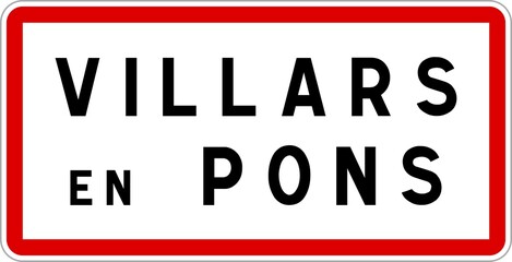 Panneau entrée ville agglomération Villars-en-Pons / Town entrance sign Villars-en-Pons