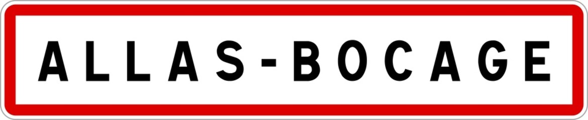 Panneau entrée ville agglomération Allas-Bocage / Town entrance sign Allas-Bocage
