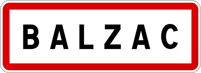 Panneau entrée ville agglomération Balzac / Town entrance sign Balzac