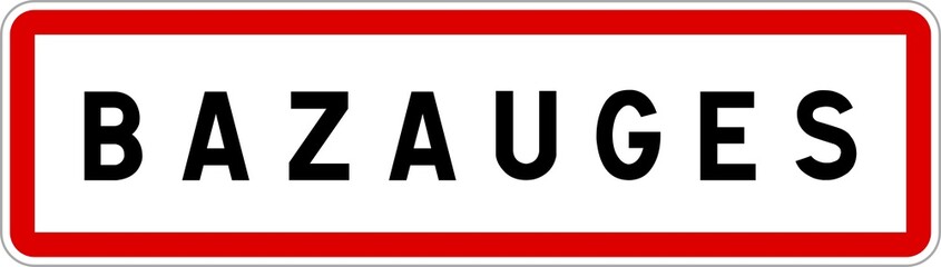 Panneau entrée ville agglomération Bazauges / Town entrance sign Bazauges