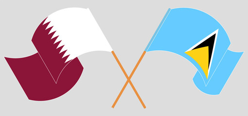 Crossed flags of Qatar and Saint Lucia. Official colors. Correct proportion