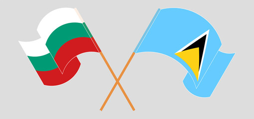 Crossed flags of Bulgaria and Lesotho. Official colors. Correct proportion