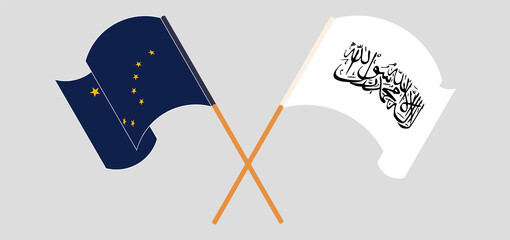 Crossed flags of the State of Alaska and Taliban. Official colors. Correct proportion