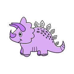 Nice funny doddle dinosaur isolated icon on white background. Vector illustration for textile, wallpaper, prints, fabric, clothes for children.