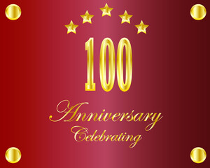100th Anniversary. Gold numbers. birthday party banner vector