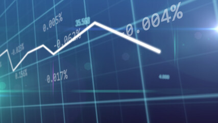 Financial statistics graph falling in stock market and world ecomony, crisis concept. 3d Render