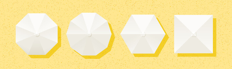 Sun protection white tent top view set for safe sunbathing. Shadow shield of umbrellas. © Svetlana Ievleva