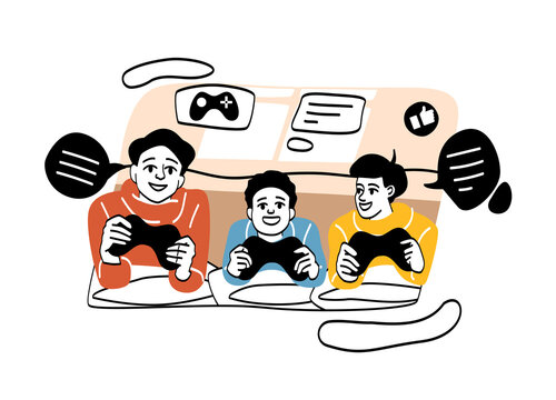 friends playing video games together clip art preview