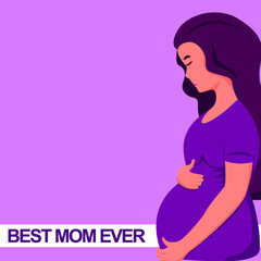 happy mother's day,pregnant woman logo modern flat design illustration